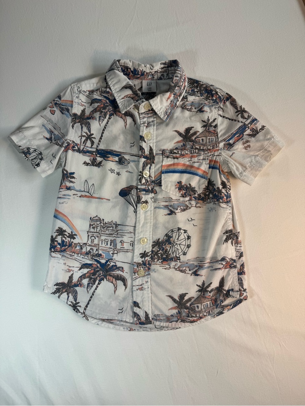 Baby Gap Toddler Boys 4T Tropical Resort Printed Short Sleeve Button Down Shirt